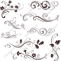 Elegant Floral Swirls and Decorative Vines Set