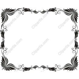 Elegant Floral Border in Black and White