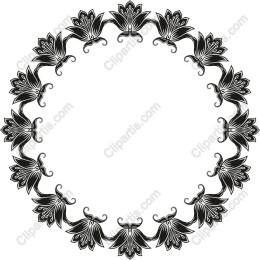 Black Floral Circular Frame