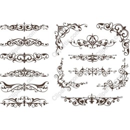 Elegant Decorative Flourishes Set in and