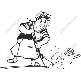 Cheerful Sweeping Woman