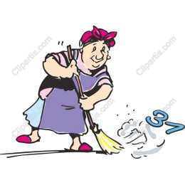 Cheerful Elderly Woman Sweeping