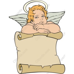 Charming Cherubic Angel with Scroll