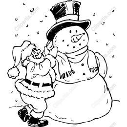 Whimsical Santa Claus and Snowman