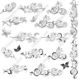Floral Whimsy: Elegant Set of Flowers and Butterflies