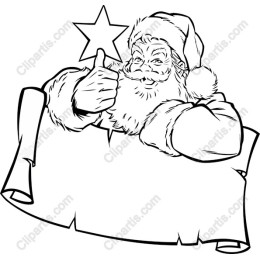Santa Claus Thumbs Up with Blank Scroll Banner