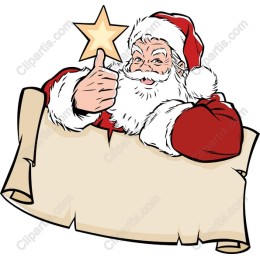 Jolly Santa Claus with Thumbs Up and Parchment Scroll