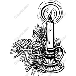 Candle and Evergreen Branch