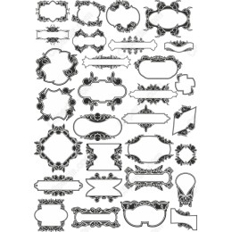Black Ornate Frames Set - 40 Elegant Cliparts