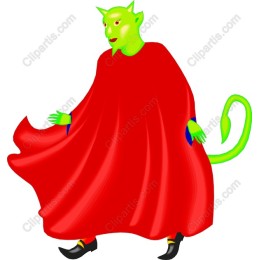 Whimsical Green Character with Red Cape