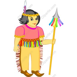 Colorful Indigenous Character with Spear