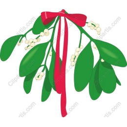 Charming Mistletoe with Red Ribbon