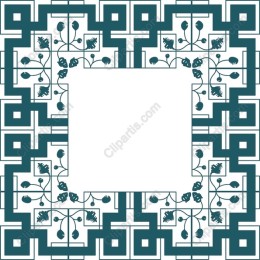 Elegant Geometric Floral Frame in Teal