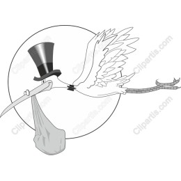 Whimsical Stork in Top Hat