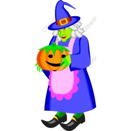 Cheerful Halloween Witch with Pumpkin