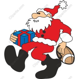 Jolly Santa Claus with Gift and Football