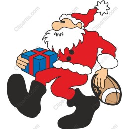 Jolly Santa Claus with Gift and Football