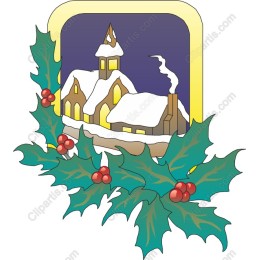 Charming Holiday Church with Holly Berries