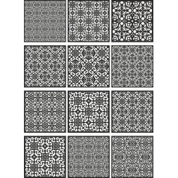 Elegant Black-and-White Set: Intricate Patterns