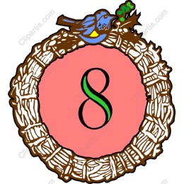 Whimsical Bird Nest with Number 8