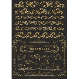 Vintage Gold Ornament Clipart Set