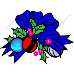 Christmas Ornament with Blue Bow and Holly