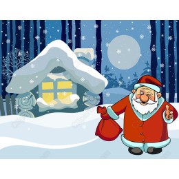 Cheerful Santa Claus in Winter Wonderland