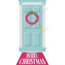 Festive Christmas Door with Wreath
