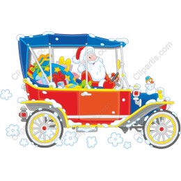 Vintage Santa Claus Driving Car