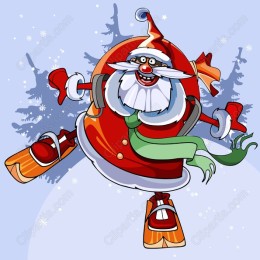 Cheerful Santa Claus on Skis