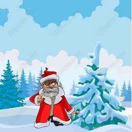 Cheerful Santa Claus in Winter Wonderland