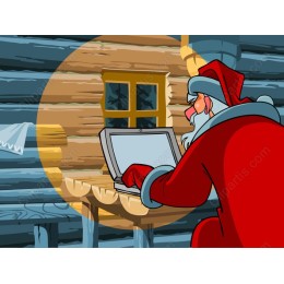 Cheerful Santa Claus in Cabin