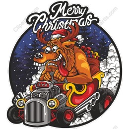 Merry Christmas Reindeer Hot Rod