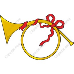 Cheerful Gold Horn with Red Ribbon