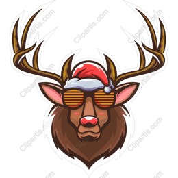 Stylish Reindeer with Sunglasses and Santa Hat