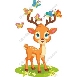 Cheerful Fawn with Butterflies