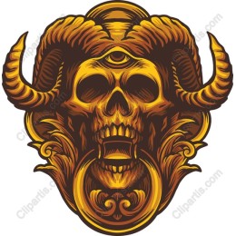 Golden Skull with Horns