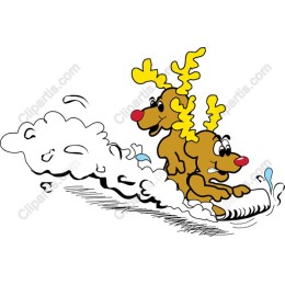 Playful Reindeer Sledding