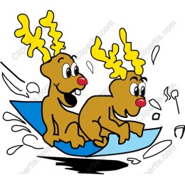 Playful Reindeer Sledding