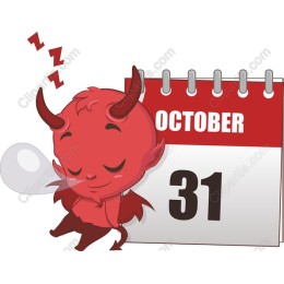 Sleepy Devil with Calendar