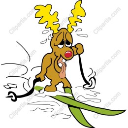 Whimsical Skiing Reindeer