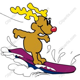 Whimsical Snowboarding Reindeer