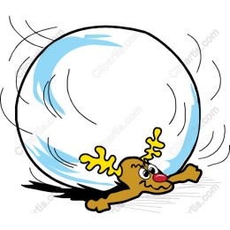 Whimsical Reindeer Pushing Snowball