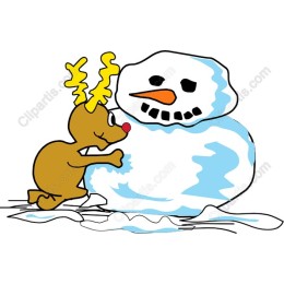 Playful Reindeer and Snowman
