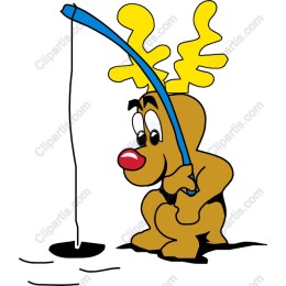 Playful Reindeer Ice Fishing