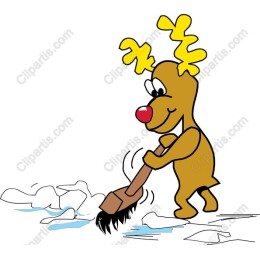 Joyful Reindeer Snow Clearing