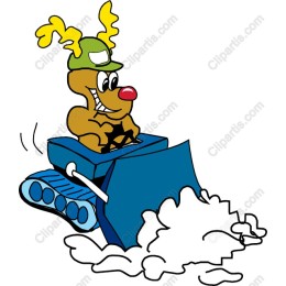 Cheerful Reindeer in Snowplow