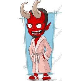 Cheerful Devil in Bathrobe
