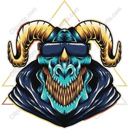 Skull and Horns with Sunglasses