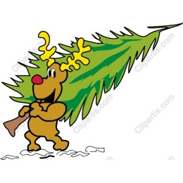Cheerful Reindeer with Christmas Tree